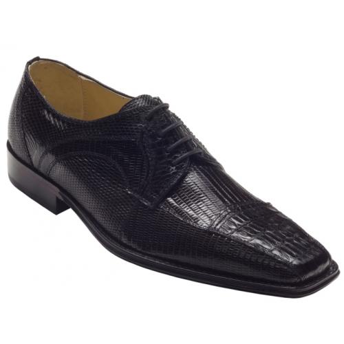 David X "Cuomo" Black Genuine Crocodile / Lizard Shoes
